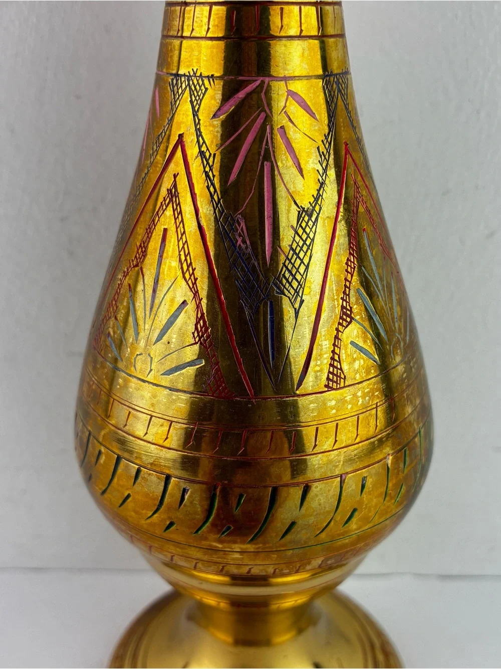 Brass Hand Crafted Etched Brass Vase Made in India